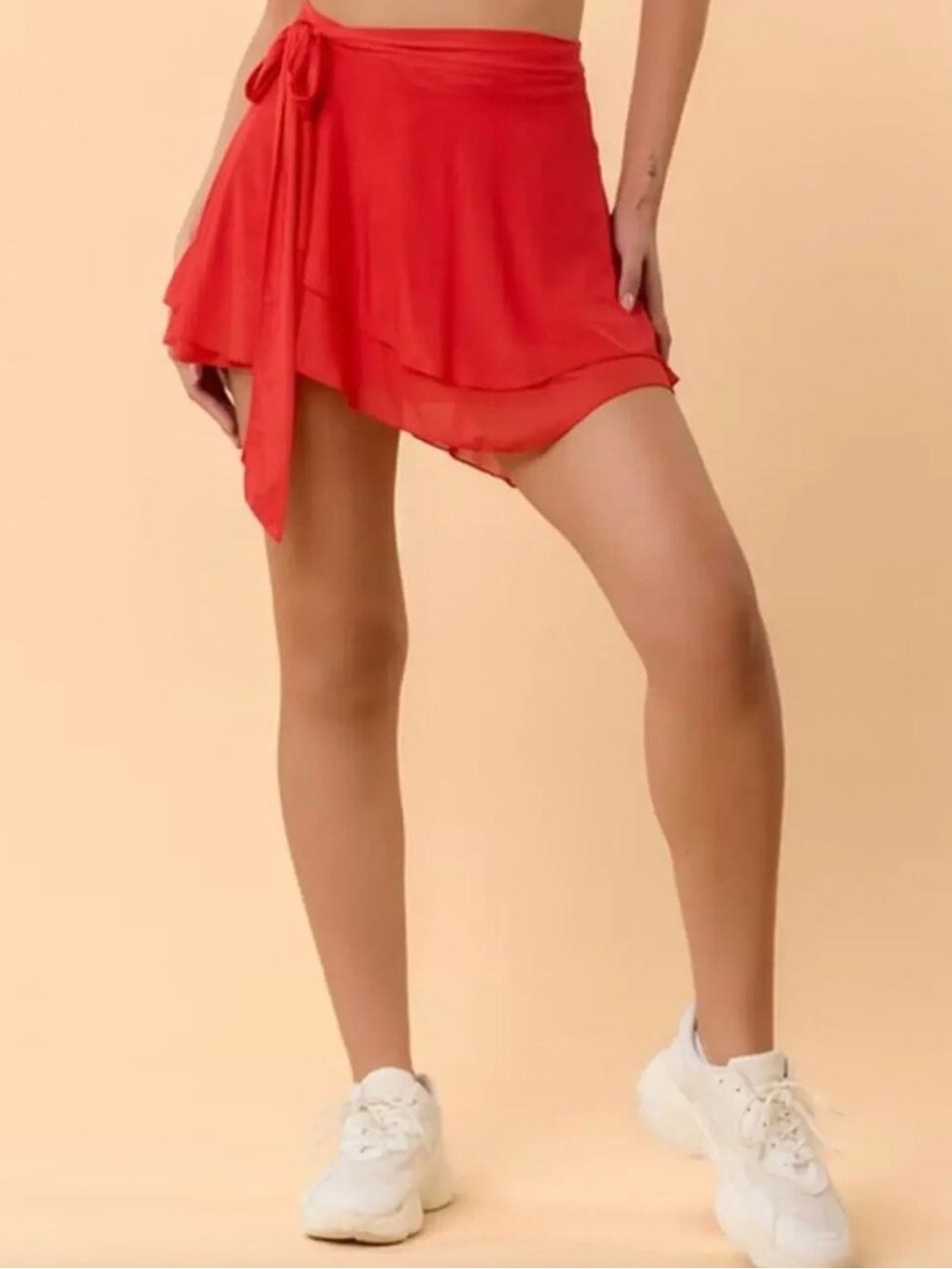 NWT Blogilates Dance Studio Wrap Skort Red High Rise Built In Shorts Size Medium